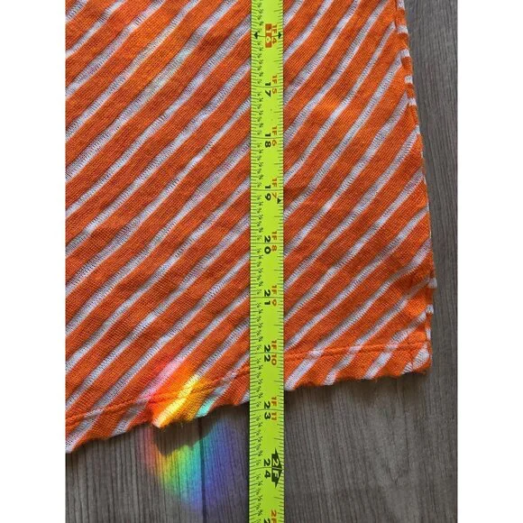 Jones New York Signature Orange & White Linen Striped V-Neck T-Shirt M - Picture 7 of 7